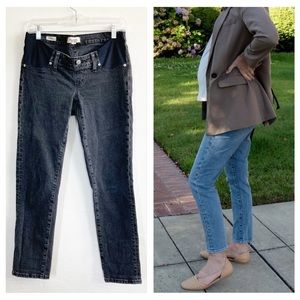 Madewell The Maternity Perfect Vintage Straight Jeans Side Panels Black 26